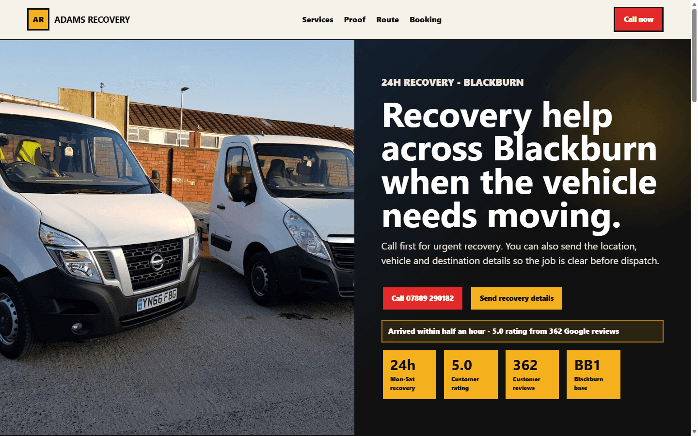ADAMS RECOVERY live website preview