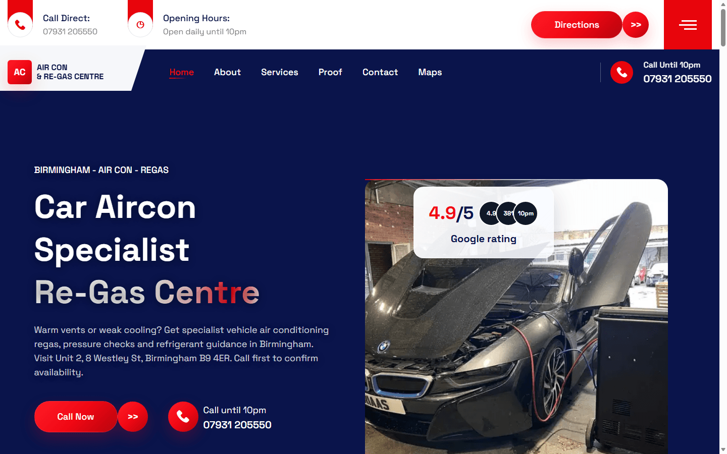 Vehicle Aircon Re-Gas Centre live website preview