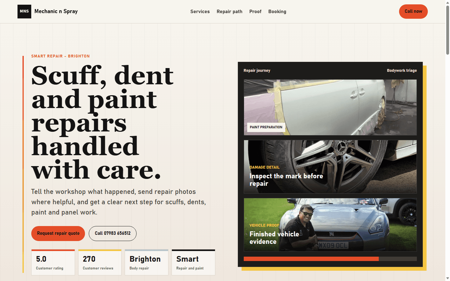 Mechanic n Spray live website preview