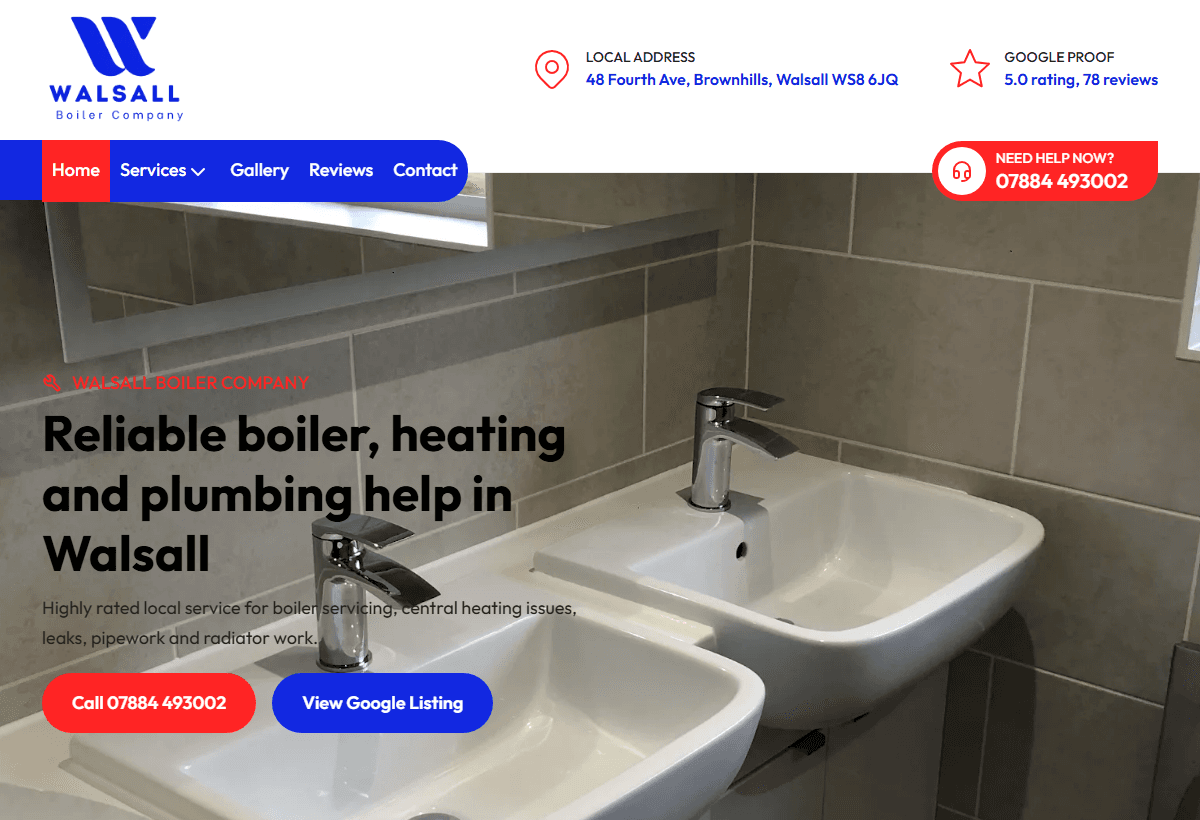 Plumbing and heating website preview