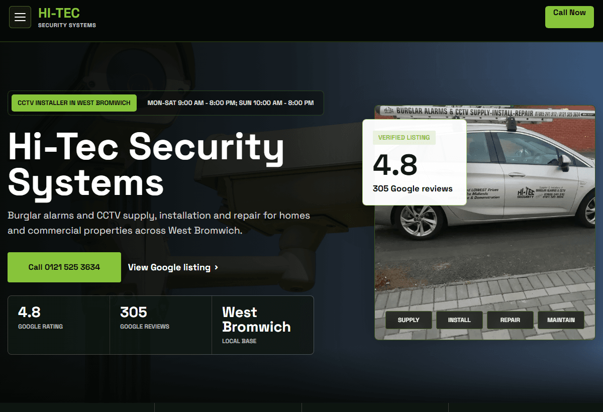 HiTec CCTV website example