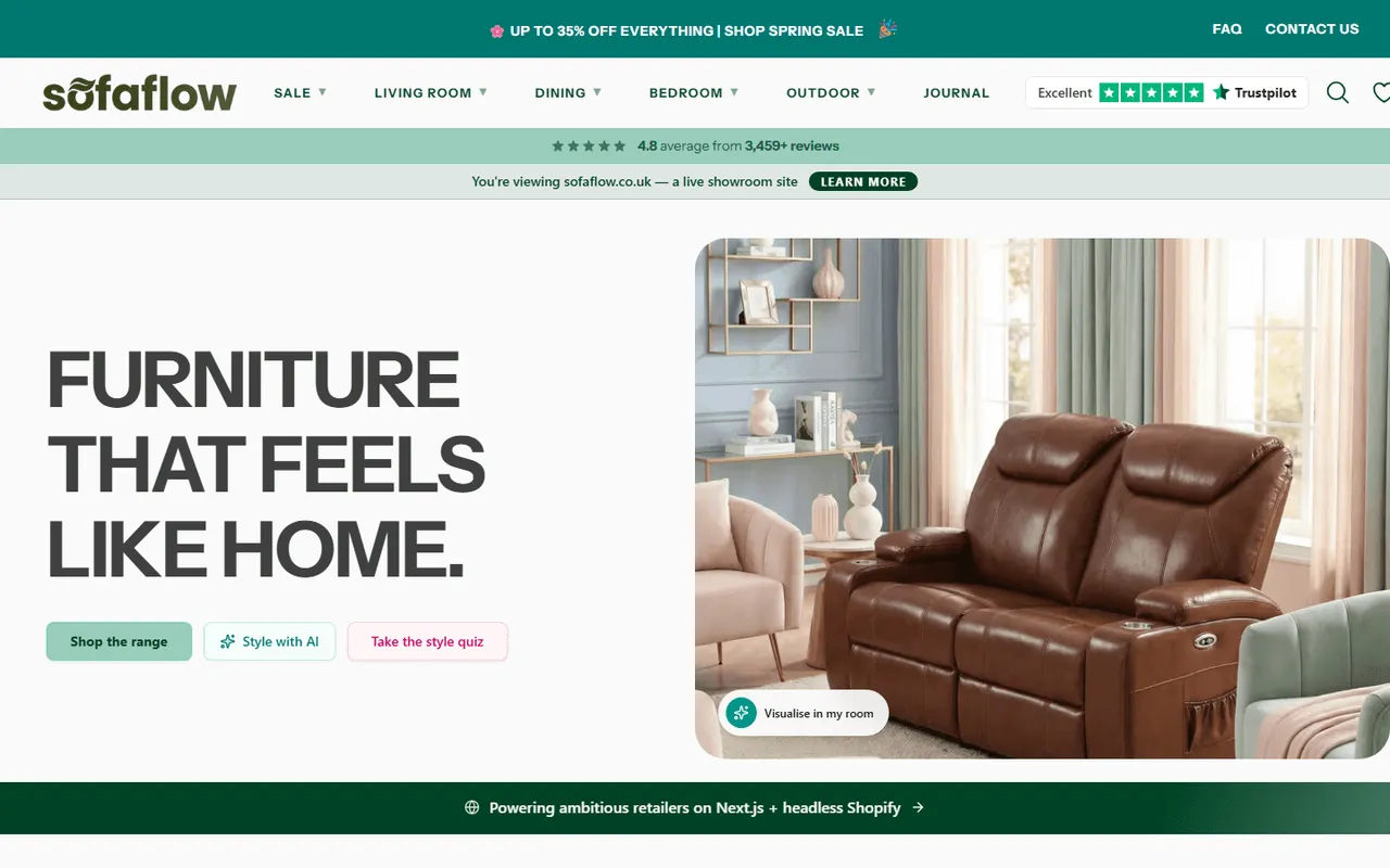 SofaFlow ecommerce website